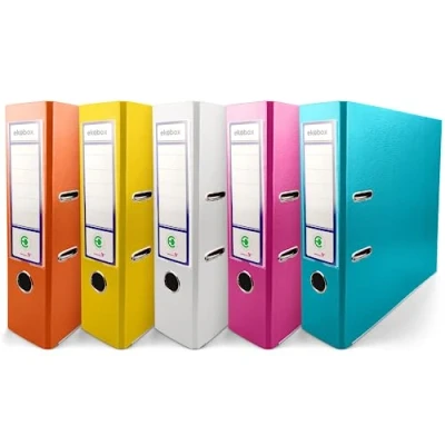 Immagine di Netuno 5 raccoglitori cartone grandi A4 dorso 8 cm arancione giallo bianco rosa turchese registratori con anelli carte archivio quaderni ad colorati