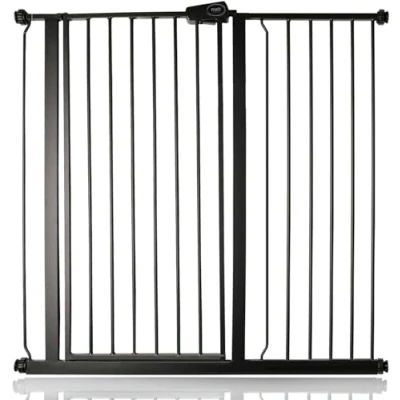 Immagine di Safetots Cancello di Sicurezza Extra Alto in Metallo con Chiusura a Pressione, 107.4cm 115cm, Nero Opaco, Altezza 104cm, per Scale Alto, Bambini