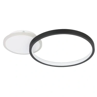 Immagine di Eglo LED soffitto Gafares, lampada da dimmerabile con telecomando, illumazione soggiorno quadrata in alluminio e acciaio bianco nero, luce calda fredda