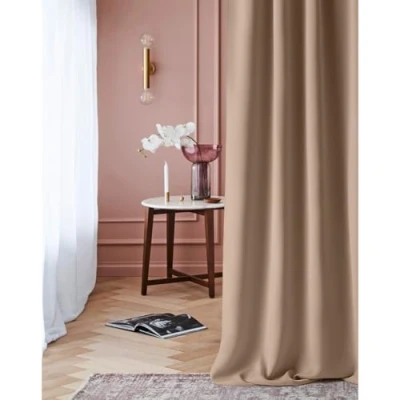 Immagine di ROOM99 Tenda con nastro arricciato, Laurel, 140 x 250 cm, larghezza altezza, oscurante, per soggiorno e camera da letto, colore beige, 1 pezzo