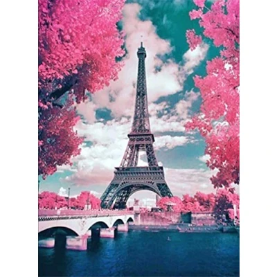Immagine di Abillyn Kit per ricamo a punto croce, motivo: Parigi City Landscape Torre Eiffel, con motivo stampato (Torre Eiffel)