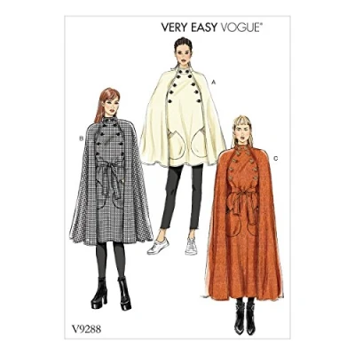 Immagine di Vogue Patterns Signore Mantello e Cintura, Fazzoletto, Multicolore, 15.00 x 0.5 22.00 cm