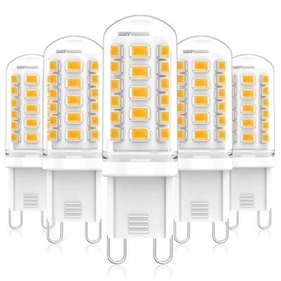 Immagine di Lampadine LED G9 Bianco Caldo 3000K, 5W Equivalente 40W 25W Lampada Alogena, Angolo a fascio 360 Non Dimmerabile, 420LM, AC220 240V, Risparmio energetico, Confezione da 5