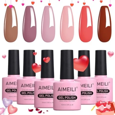 Immagine di AIMEILI Smalto Semipermente per Unghie in Gel UV LED Smalti Semipermanenti Kit Semipermanente Colorati Manicure Soak Off Polish Set 6 x 10 ml Numero 30