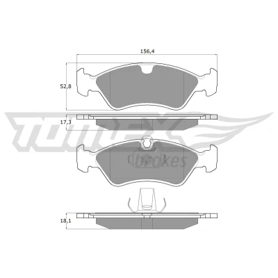 Immagine di TOMEX brakes TX 12 98 Kit pastiglie freno Assale anteriore Predisposto per contatto segnalazione usura OPEL: Astra F CC, Kadett E Calibra A