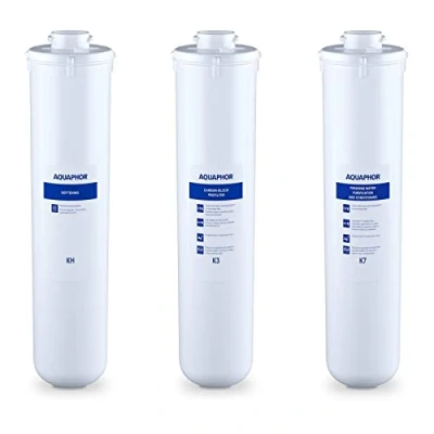Immagine di Aquaphor Depuratore Filtri Per Acqua A Carboni Attivi Di Ricambio Con Addolcitore CRYSTAL H FILTERS (Set Da 3 Filtri)
