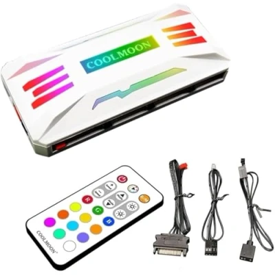 Immagine di Baotkere regolatore di temperatura della ventola Pwm, adattatore luminoso del hub computer RGB, velocità wireless 5V ARGB Sync Integrator