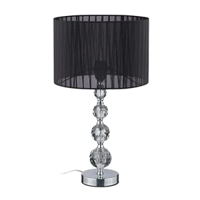Immagine di Relaxdays Lampada da Tavolo, Abat Jour dal Design in Cristallo, H x D: 54 29,5 cm, Attacco E27, con Paralume, Nero