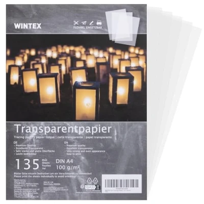 Immagine di WINTEX Carta da Lucido A4 135 Fogli Trasparente Stampabile Blocco per Disegno Tecnico Architettura Lucida Bricolage