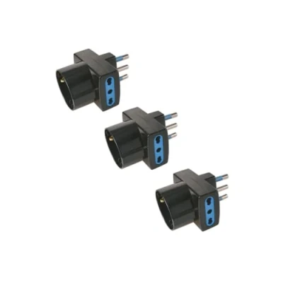 Immagine di POLYPOOL Presa Schuko Adattatori Tedesca e Italiana Spina 16A 2P+T 2 Prese Bivalenti 10/16A 1 10 (Standard IT 10A Tedesco Terra Laterale) 3 PP0468.13