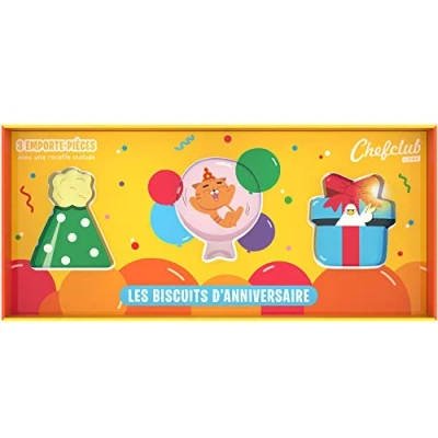 Immagine di Chefclub Network Kids Set di 3 stampi per biscotti e cappelli, palloncini regali, con ricetta inclusa 2PAST240