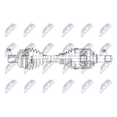 Immagine di NTY NPW ME 214 Albero motore / Semiasse Assale anteriore Sx 636mm Trasmissione automatica