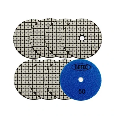 Immagine di BGTEC 100mm Set di Tamponi Diamantati a Secco 8 pezzi #50 Kit per Granito, Marmo, Pietra, Quarzo, Piastrelle, Bordi del Pavimento in Cemento, Lucidatura Controsoffitto