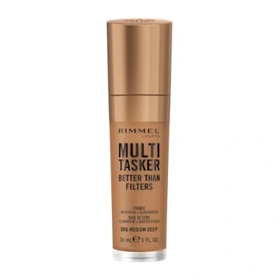Immagine di Rimmel Multi Tasker Better Than Filters, 006 Medium Deep, Primer, Glow Booster e Illuminante, Formula Vegana, Leggera, Antietà, Pigmenti che Riflettono la Luce, Maxi Applicatore Soft Touch, 30ml (1oz)