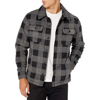 Immagine di Amazon Essentials Giacca Camicia a Maniche Lunghe in Pile Uomo, Nero Carbone Buffalo Plaid, XXL