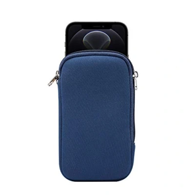 Immagine di Custodia in neoprene per cellulare con cordino, iPhone 15 14 13 12 11 Pro X XS SE Samsung Galaxy S24 S23 S22 S21 S20 S10 S10e A01 Google Pixel 8 7a 5 4a 4 (M, blu)