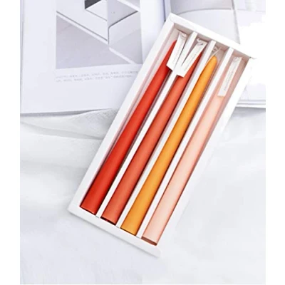 Immagine di HorBous Candele Candelabro Lunghe Colorate Profumate Regalo 4 Pezzi Durata Illuminazione Fino a 7 Ore (Arancio Arancio)