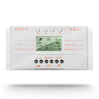 Immagine di SolaMr 30A Regolatore di Carica Solare 12V/24V Tensione Identificazione Automatica Intelligenza del Pannello con Display LCD e Porta USB M30