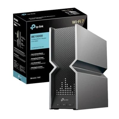 Immagine di TP Link WiFi 7 Archer BE800 Router WiFi, BE19000 19Gbps, Schermo a LED, Tri Band, Canali 320 MHz, Porta Ethernet da 10 Gbps, Ripetitore, Senza Precedenti, Alexa, HomeShield, MLO, VPN