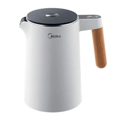 Immagine di Midea bollitore in acciaio inox con regolazione della temperatura, 1,5 litri, 2200 W, bianco, indicatore di temperatura e funzioni sicurezza, senza BPA
