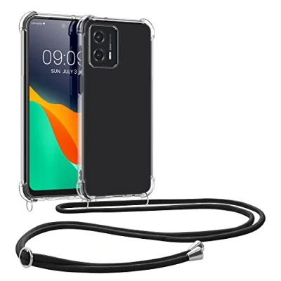 Immagine di kwmobile Custodia Compatibile con Motorola Moto G53 5G Cover Back Case in Silicone TPU Protezione Smartphone Cordino Trasparente/Nero