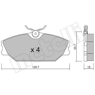 Immagine di metelligroup 22 0142 2 Pastiglie Freno Anteriori E Posteriori, Made in Italy, Pezzo di Ricambio per Auto/Automobile, Kit da 4 Pezzi, Certificate ECE R90, Prive Rame