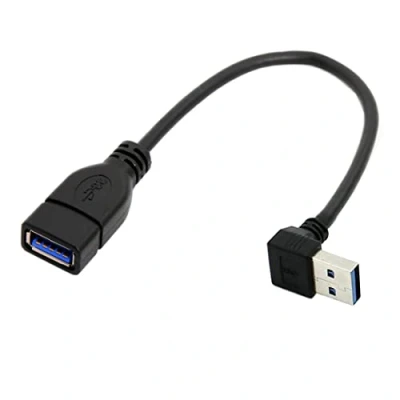 Immagine di CY, cavo di prolunga USB 3.0 tipo A maschio ad angolo femmina, 20 cm, 5 Gbps Nero up angled