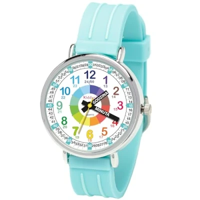 Immagine di Kiddus Orologio Da Polso, Analogico per Bambini, Ragazzi. Con Esercizi Imparare a Leggere l’Ora. Movimento al Quarzo Giapponese.