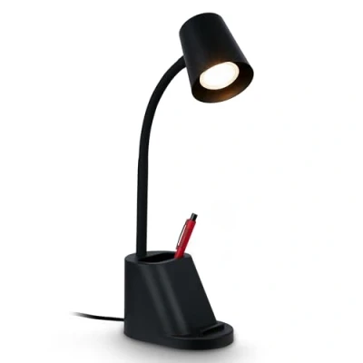 Immagine di Briloner lampada da scrivania con portapenne, lettura, interruttore a cavo, orientabile, tavolo, lampada, comodino, 21x10x35,5 cm (LxPxH), nero