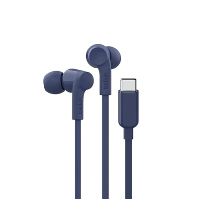 Immagine di Belkin SoundForm auricolari con filo e connettore USB C, in ear microfono, cuffie C per iPhone 15, iPad mini, Galaxy S24, dispositivi Android altri (cuffie microfono), blu