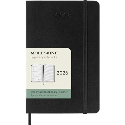 Immagine di Moleskine Weekly Planner, Agenda Settimanale 2026 12 Mesi Con Spazio Per Note, Copertina Morbida e Chiusura Elastica, Formato Pocket 9x14, Colore Nero