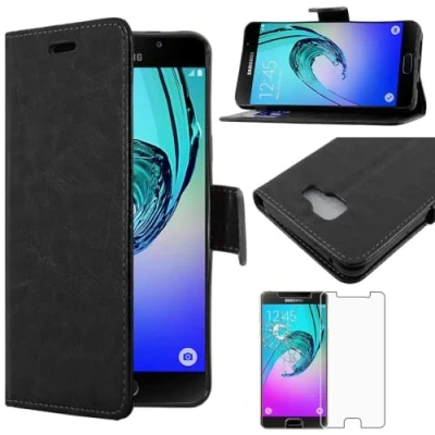 Immagine di ebestStar Cover Compatibile con Samsung A5 2016 Galaxy SM A510F Custodia Portafoglio Pelle PU Protezione Libro Flip, Nero + Pellicola Vetro Temperato [Apparecchio: 144.8 x 71 7.3mm, 5.2&#039;&#039;]