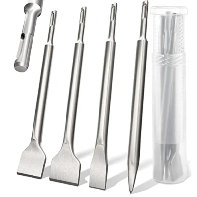 Immagine di KSP TEC® Set di scalpelli SDS Plus, composto da scalpello per piastrelle, piatto e a punta, confezionato in una pratica scatola girevole (SDS Plus 4 pezzi)