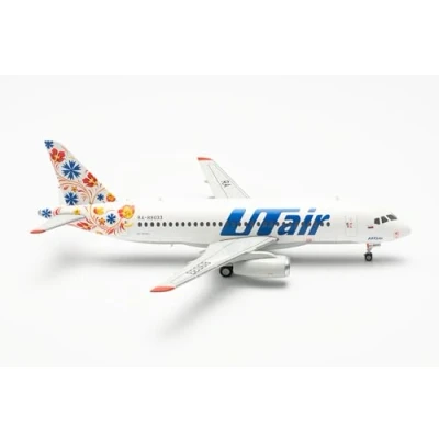 Immagine di Herpa modello di aereo UTair Express Sukhoi Superjet 100 RA 89033 in scala 1:200 aereo, pezzo da collezione, miniatura deco, statuetta con supporto metallo