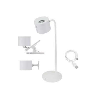 Immagine di BEPER P201UTP303 Lampada Luminì con 3 funzioni, da tavolo, clip e accessorio parete inclusi, Ricaricabile cavo USB incluso, Accensione touch, Luce regolabile, Bianca