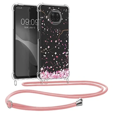 Immagine di kwmobile Custodia Compatibile con Xiaomi Mi 10T Lite Cover Back Case in Silicone TPU Protezione Smartphone Cordino rosa/marrone scuro/trasparente