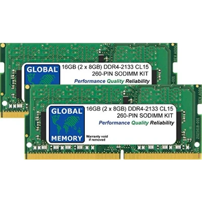 Immagine di GLOBAL MEMORY Kit di Memoria RAM SODIMM da 16 GB (2 x 8 GB) DDR4 2133 MHz PC4 17000 260 Pin per Computer Portatili/Notebook