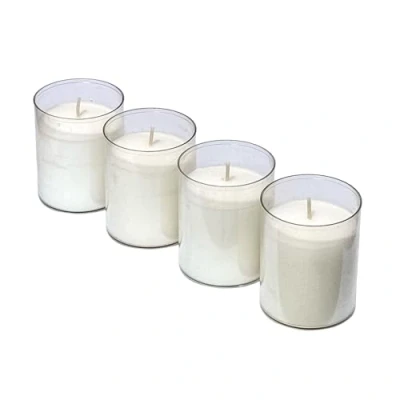 Immagine di Horeca Candles Candele Tealight Bianche Set da 4 Candeline Non Profumate Lunga Durata di 24 Ore Cera Lumini per Matrimonio, Decorazione, Gastronomia