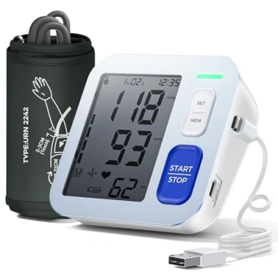 Immagine di Misuratore di Pressione, Pressione da Braccio Con schermo Retroilluminato a LCD ad alta Risoluzione, per Circonferenza del 22 42 CM, Memorizzazione due Utenti 2 x 99 Mini