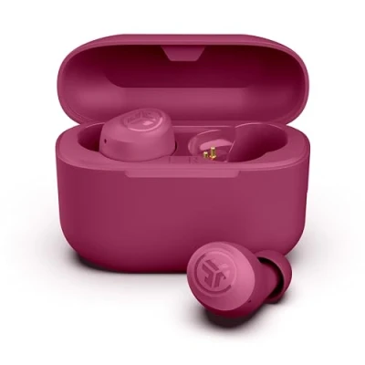 Immagine di JLab Go Air Pop+ Cuffie Bluetooth In Ear Piccole, Auricolari Senza Fili, 35H+ di Autonomia, IP55 True Wireless Earbuds con Microfono, Applicazione, Dual Connect, Custodia Ricarica, Rosa Scuro