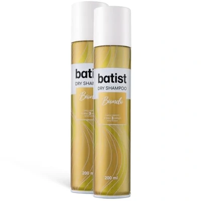 Immagine di Batist Shampoo secco Biondo, 2 x 200 ml, a ravvivante per capelli perfetti in soli 3 minuti, senz&#039;acqua, ricrescita dei biondi, senza residui, Made Italy