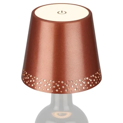 Immagine di BRILONER lampada da bottiglia a LED dimmerabile, attacco per LED, comodino dimmerabile touch, scrivania, lettura, 11x9 cm (PxA), rame opaco