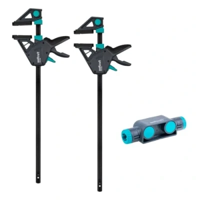 Immagine di wolfcraft Set di 2 morsetti con una sola mano Pro Max 450 mm e connettore I 8663060 potenti per le massime esigenze professionali incluso