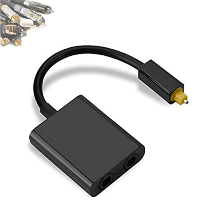 Immagine di Toslink Adattatore sdoppiatore digitale a doppia porta per cavi audio in fibra ottica (1 ingresso, 2 uscite) Nero