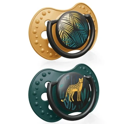 Immagine di LOVI Ciuccio 18+ Mesi, Succhietti Bimba con Tettarella in Silicone, Suggerimento dinamico, Collezione Jungle Vibes Boy, 2 pezzi, Verde