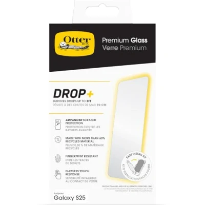 Immagine di OtterBox Pellicola protettiva in Vetro temperato Premium per Samsung Galaxy S25, Protezione a rotture avanzata, graffi e cadute da 0.9m