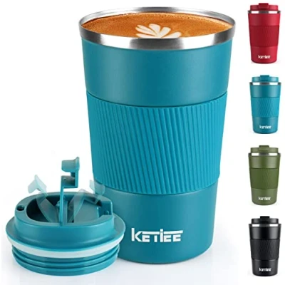 Immagine di KETIEE Tazza Termica da Viaggio Caffe 380ml Termos Senza BPA, Isolata Riutilizzabile, Thermoas Coffee Mug to Go in Acciaio Inossidabile