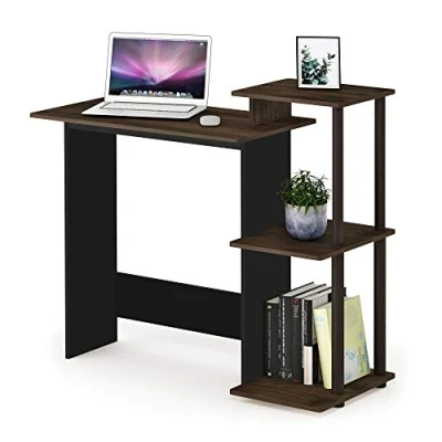 Immagine di Furinno Efficient Scrivania per Computer, Legno, Nero/Marrone (Columbia Walnut/Brown), 39.62 x 100.58 85.34 cm