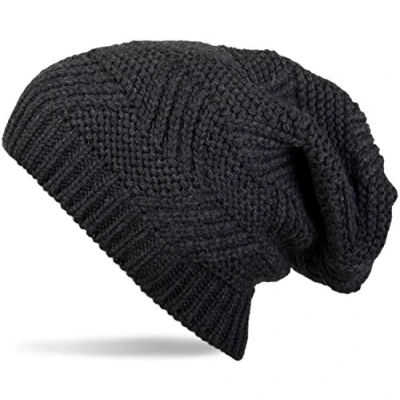 Immagine di styleBREAKER Cuffia Long Beanie in Stile Classico Unisex Lavorata a Maglia con Motivo Strutturato 04024017, Colore:Grigio Scuro