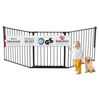Immagine di BabyDan Galten L, 90 223 cm, Cancello per Scale/Divisore di Stanza, Nero, Prodotto in Danimarca Cancelletto Bambini (Cancello Animali/Cancello Cani/Recinto Cani)
